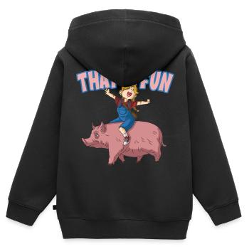 C’EST AMUSANT pour les enfants de la campagne - Sweat Premium à capuche zippé enfant bio - noir - Dos - AI Model Kid Male (0cm)