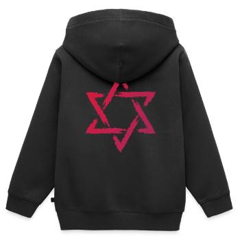 Le symbole de l’étoile de David - Sweat Premium à capuche zippé enfant bio - noir - Dos - AI Model Kid Male (0cm)