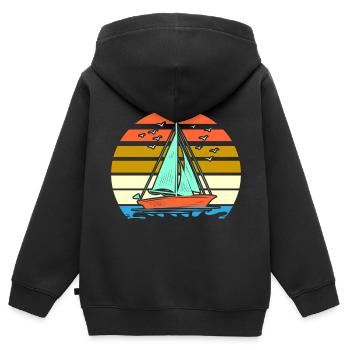 retro Segelboot t-Shirt sailing sail Segelschiff - Kinder Premium Organic Zip Hoodie - Schwarz - Hinten - AI Model Kid Male (0cm)