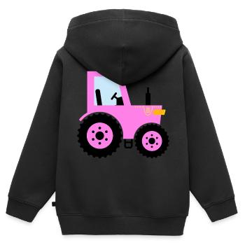 Traktor Pink für Mädchen - Kinder Premium Organic Zip Hoodie - Schwarz - Hinten - AI Model Kid Male (0cm)