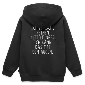 Ich brauche keinen Mittelfinger - Kinder Premium Organic Zip Hoodie - Schwarz - Hinten - AI Model Kid Male (0cm)
