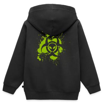 Radioaktives UFO INK - Kinder Premium Organic Zip Hoodie - Schwarz - Hinten - AI Model Kid Male (0cm)