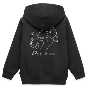 Pet lover - Liebe zwischen Hund und Katze - Kinder Premium Organic Zip Hoodie - Schwarz - Hinten - AI Model Kid Male (0cm)