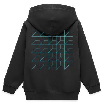 Illusion d’optique Illusion Formes Géométrie Optique - Sweat Premium à capuche zippé enfant bio - noir - Dos - AI Model Kid Male (0cm)