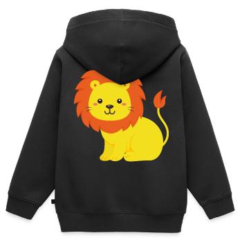 Lion - Sweat Premium à capuche zippé enfant bio - noir - Dos - AI Model Kid Male (0cm)