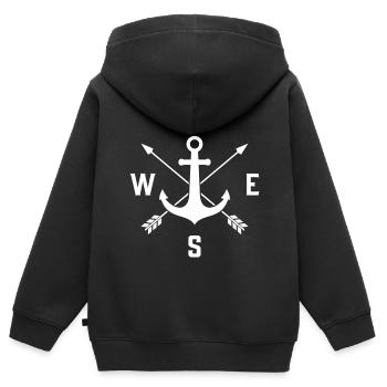 Anchor Compass Wind Segel Segel T-Shirt Segel - Kinder Premium Organic Zip Hoodie - Schwarz - Hinten - AI Model Kid Male (0cm)