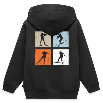 Biathlon Vintage Wintersport - Kinder Premium Organic Zip Hoodie - Schwarz - Hinten - AI Model Kid Male (0cm)