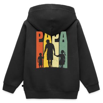 Vater und Tochter - Vater und Sohn, Vater Sohn und Tochter - Kinder Premium Organic Zip Hoodie - Schwarz - Hinten - AI Model Kid Male (0cm)