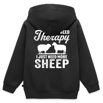 Ich brauche keine Therapie, ich brauche nur mehr Schafe - Kinder Premium Organic Zip Hoodie - Schwarz - Hinten - AI Model Kid Male (0cm)