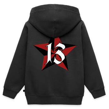 13 - Star - Tatouage - Rockabilly - Sweat Premium à capuche zippé enfant bio - noir - Dos - AI Model Kid Male (0cm)