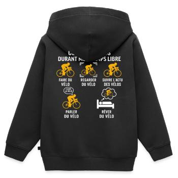 faire du vélo cycliste t-shirt humour cyclisme - Sweat Premium à capuche zippé enfant bio - noir - Dos - AI Model Kid Male (0cm)
