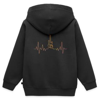 Guitare éléctrique heartbeat - Sweat Premium à capuche zippé enfant bio - noir - Dos - AI Model Kid Male (0cm)