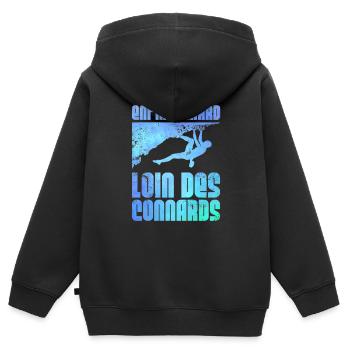Endlich ruhiges Klettern - Kinder Premium Organic Zip Hoodie - Schwarz - Hinten - AI Model Kid Male (0cm)