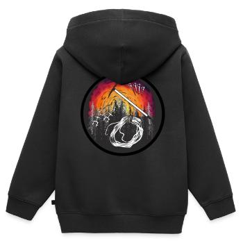 Mountaineering Mountaineering Mountaineering Climbing Mountains - Kids Premium Organic Zip-up Hoodie - black - Back - AI Model Kid Male (0cm)