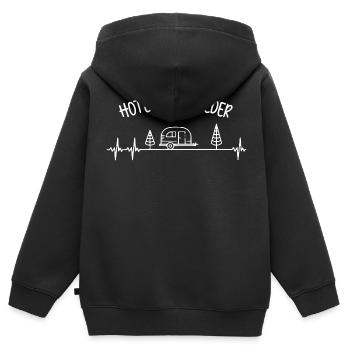 HOTEL KANN JEDER - Camping - Wohnwagen - Kinder Premium Organic Zip Hoodie - Schwarz - Hinten - AI Model Kid Male (0cm)