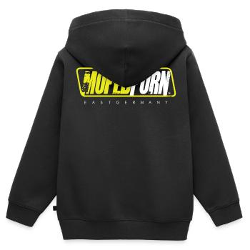 SIMSON - MOPEDPORN - ALLEMAGNE DE L’EST - Sweat Premium à capuche zippé enfant bio - noir - Dos - AI Model Kid Male (0cm)