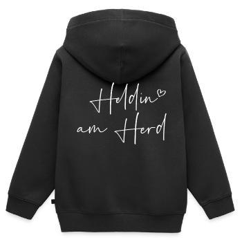 Heldin am Herd - Kinder Premium Organic Zip Hoodie - Schwarz - Hinten - AI Model Kid Male (0cm)