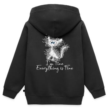 It's Fine I'm Fine Everything is Fine Cat Shirt - Kids Premium Organic Zip-up Hoodie - black - Back - AI Model Kid Male (0cm)