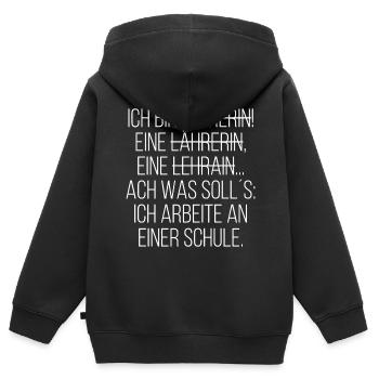Ich bin Lehrerin - Kinder Premium Organic Zip Hoodie - Schwarz - Hinten - AI Model Kid Male (0cm)