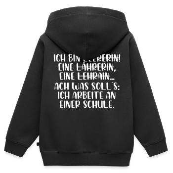 Ich bin Lehrerin - Kinder Premium Organic Zip Hoodie - Schwarz - Hinten - AI Model Kid Male (0cm)