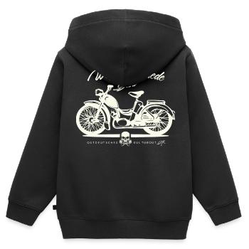 Simson SR2 - DDR Ostalgie Kultmoped - Kinder Premium Organic Zip Hoodie - Schwarz - Hinten - AI Model Kid Male (0cm)