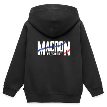 MACRON Präsident 2022 - 2027 - Kinder Premium Organic Zip Hoodie - Schwarz - Hinten - AI Model Kid Male (0cm)