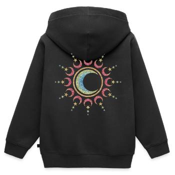 Sonne, Mond und Sterne, Mandala, Symbol, Kosmos - Kinder Premium Organic Zip Hoodie - Schwarz - Hinten - AI Model Kid Male (0cm)