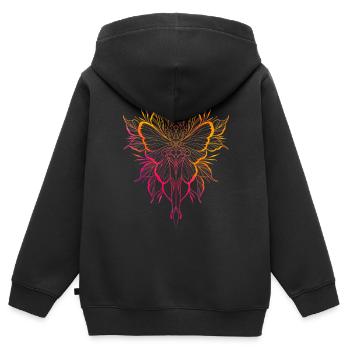 Zeichenstil Tattoo Schmetterling und Dolch - Kinder Premium Organic Zip Hoodie - Schwarz - Hinten - AI Model Kid Male (0cm)