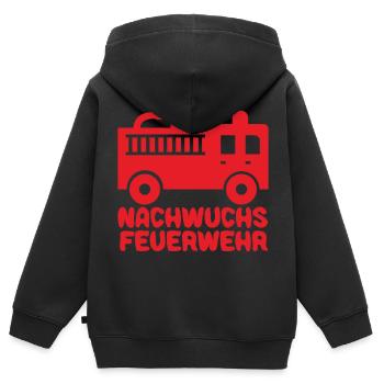 Feuerwehr mit Feuerwehrauto Baby Junge Rot - Kinder Premium Organic Zip Hoodie - Schwarz - Hinten - AI Model Kid Male (0cm)