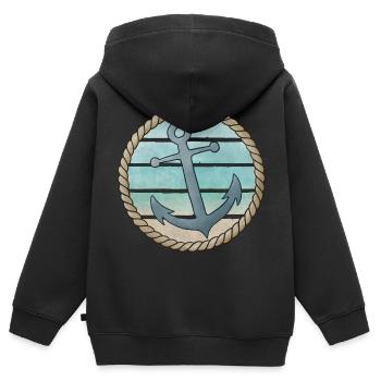 Anker Tau Seil Strand Vintage - Kinder Premium Organic Zip Hoodie - Schwarz - Hinten - AI Model Kid Male (0cm)