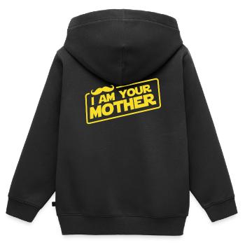 Ich bin deine Mutter mit Schnurrhaaren - Kinder Premium Organic Zip Hoodie - Schwarz - Hinten - AI Model Kid Male (0cm)