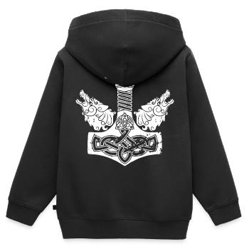 THOR MARTEAU - Sweat Premium à capuche zippé enfant bio - noir - Dos - AI Model Kid Male (0cm)