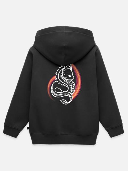 Niedlicher Regenbogen-Kawaii-Drache - Kinder Premium Organic Zip Hoodie - Schwarz