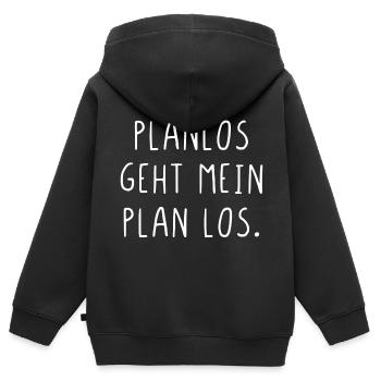 Planlos geht mein Plan los - Kinder Premium Organic Zip Hoodie - Schwarz - Hinten - AI Model Kid Male (0cm)