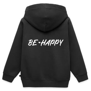Sois heureux - Sweat Premium à capuche zippé enfant bio - noir - Dos - AI Model Kid Male (0cm)