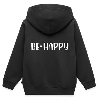 Sois heureux - Sweat Premium à capuche zippé enfant bio - noir - Dos - AI Model Kid Male (0cm)