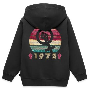 Pro Choice 1973 Frauenrechte - Kinder Premium Organic Zip Hoodie - Schwarz - Hinten - AI Model Kid Male (0cm)