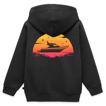 Sonnenaufgang Yacht Marine Schiff Boot Yachting - Kinder Premium Organic Zip Hoodie - Schwarz - Hinten - AI Model Kid Male (0cm)