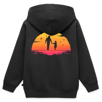Sonnenaufgang Vater und Tochter Geschenk Vater und Tochter - Kinder Premium Organic Zip Hoodie - Schwarz - Hinten - AI Model Kid Male (0cm)