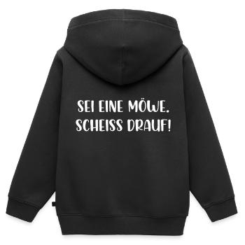 Sei eine Möwe scheiss drauf - Kinder Premium Organic Zip Hoodie - Schwarz - Hinten - AI Model Kid Male (0cm)