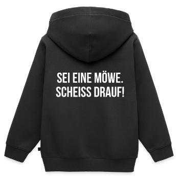 Sei eine Möwe scheiss drauf - Kinder Premium Organic Zip Hoodie - Schwarz - Hinten - AI Model Kid Male (0cm)