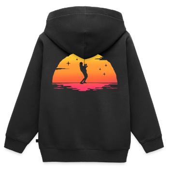 Sunrise Vintage Angeln T-Shirt Fischer Geschenk - Kinder Premium Organic Zip Hoodie - Schwarz - Hinten - AI Model Kid Male (0cm)