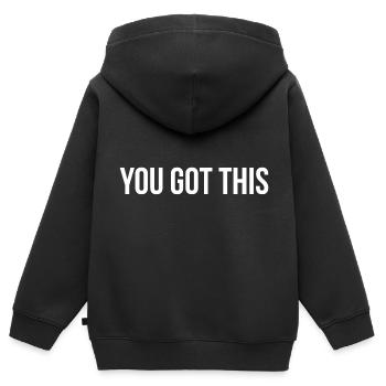 You got this - Kinder Premium Organic Zip Hoodie - Schwarz - Hinten - AI Model Kid Male (0cm)