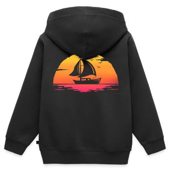 Sunrise Sail Sailing Captain T-Shirt Segelboot Boot - Kinder Premium Organic Zip Hoodie - Schwarz - Hinten - AI Model Kid Male (0cm)