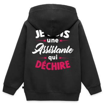 Je Suis Une Assistante Qui Déchire - Sweat Premium à capuche zippé enfant bio - noir - Dos - AI Model Kid Male (0cm)