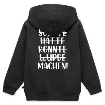 Sollte hätte würde könnte machen - Kinder Premium Organic Zip Hoodie - Schwarz - Hinten - AI Model Kid Male (0cm)
