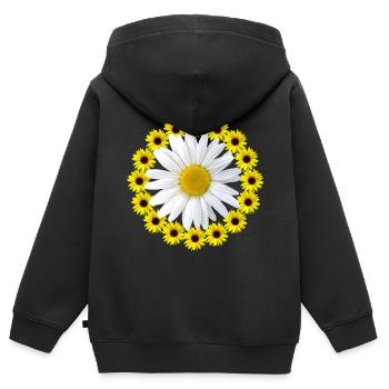 Sonnenblumen mit Margerite Blumenmuster Blüte - Kinder Premium Organic Zip Hoodie - Schwarz - Hinten - AI Model Kid Male (0cm)