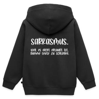 Sarkasmus es ist nicht erlaubt dumme zu schlagen - Kinder Premium Organic Zip Hoodie - Schwarz - Hinten - AI Model Kid Male (0cm)