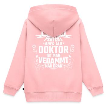 Doktor - Kinder Premium Organic Zip Hoodie - Rosa - Hinten - AI Model Kid Female (0cm)