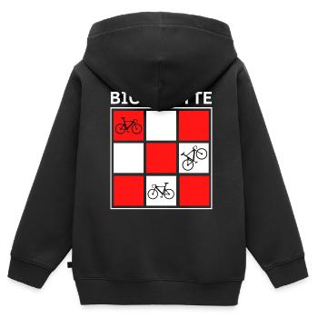 VÉLO CARRÉS ROUGE BLANC - Sweat Premium à capuche zippé enfant bio - noir - Dos - AI Model Kid Male (0cm)